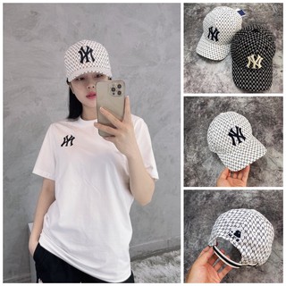 Mũ lưỡi trai ny m.l.b monogram rainbow white xuất dư full tem tag