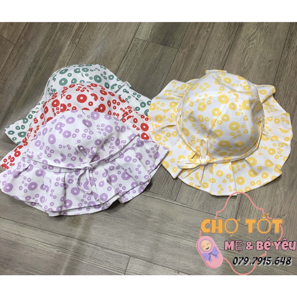 [ẢNH THẬT] Mũ, Nón Tai Bèo Vành Rộng Vải Mềm Hàn Quốc Cho Bé Gái Có Dây Cột (18-30 tháng)