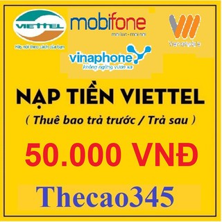 Thẻ cào điện thoại 50k Viettel, Vinaphone, Mobifone, Vietnammobile