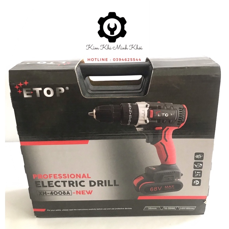 [CHÍNH HÃNG] Máy khoan pin cầm tay Etop 3 chức năng 68V| Khoan pin không chổi than( Bảo hành 6 tháng, cam kết lõi đồng)