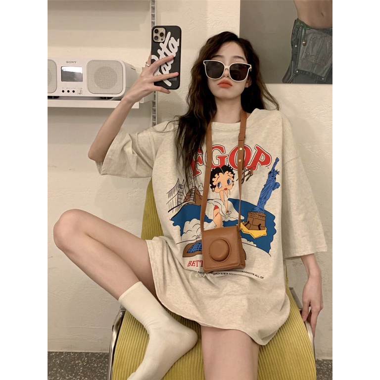 Áo Thun Tay Ngắn Dáng Rộng Thiết Kế Mới Thời Trang Theo Phong Cách Hàn Quốc