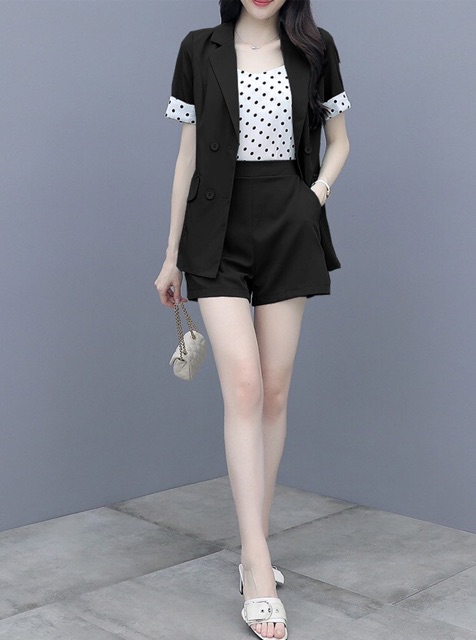 Set bộ vest 3 món short cao cấp bao xinh size M L XL 2Xl