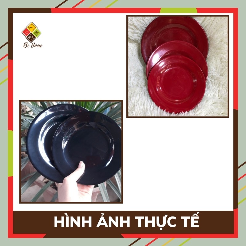 Đĩa ăn cơm BEHOME Đĩa Nhựa Phíp Cao Cấp Melamine 4 Màu Chịu nhiệt độ cao Đĩa ăn cao cấp Hàn Quốc