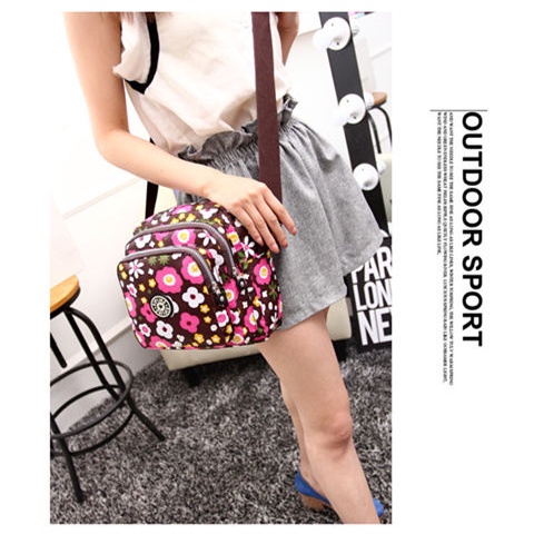 Túi Đựng Điện Thoại Vải Oxford Nylon Họa Tiết Hoa Nhỏ Cho Nữ