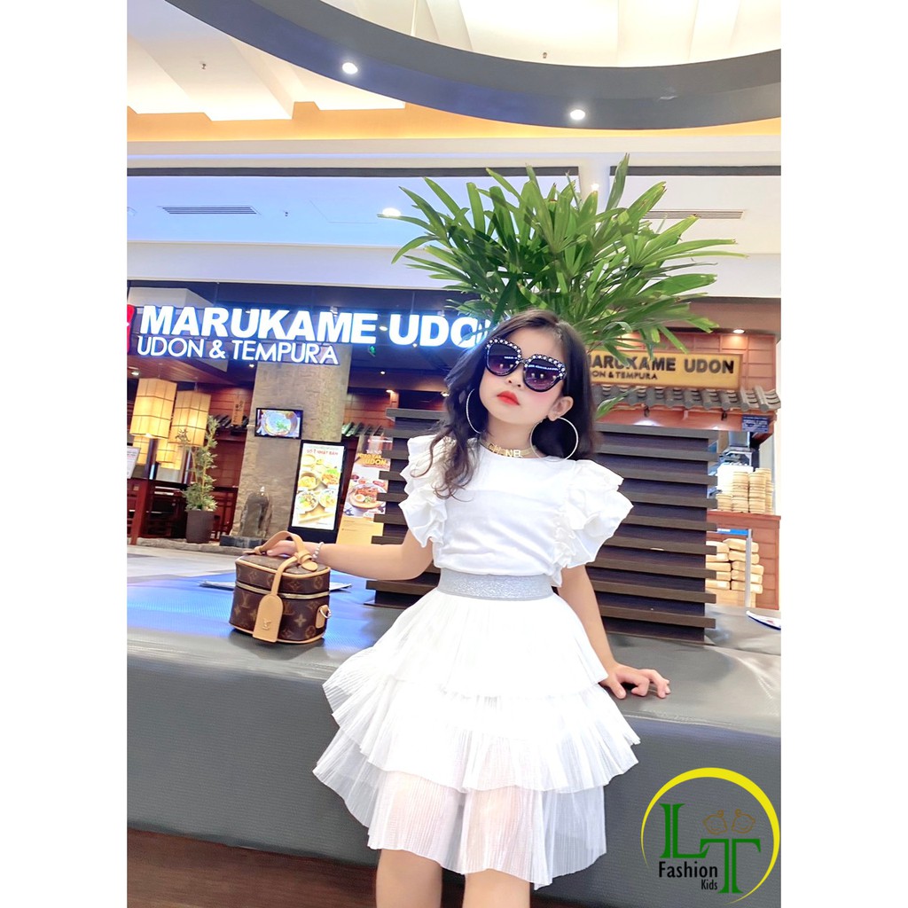 Chân váy trắng 3 tầng cho Bé Gái từ 8kg đến 40kg (thương hiệu King-BB)