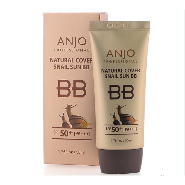 Kem chống nắng trang điểm từ ốc sên Anjo Natural Cover Snail Sun BB SPF50+ PA+++ 50ml