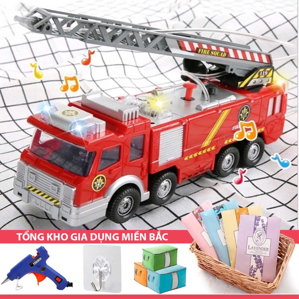 [Tổng Kho Sỉ] Đồ Chơi Xe CỨU HỎA Phun Nước Thông Minh Cho Bé - Quà Tặng Xe Chạy Pin Xịt Nước - Size To 25Cm