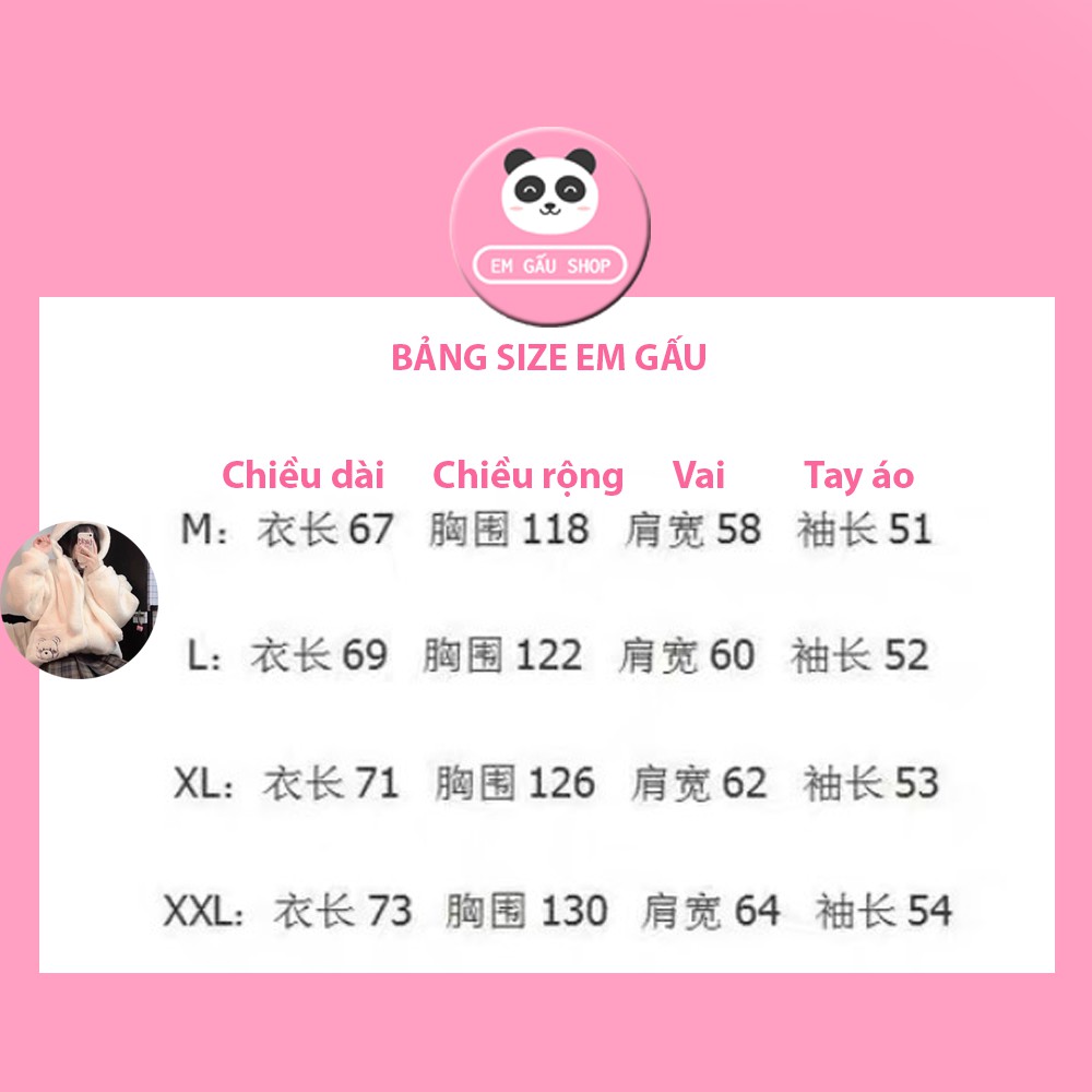 Áo khoác bông gấu lông cừu liền khăn dễ thương 💖🌺 Em Gấu Shop 🌺💖