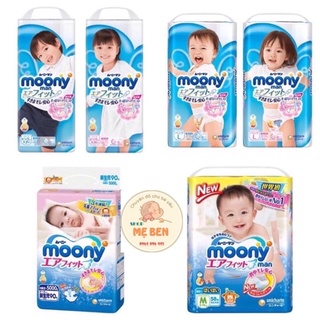 Bỉm Moony tiêu chuẩn nội địa Nhật đủ size dán/quần Nb90, S84, M64, L54, L44, Xl38,XXL26