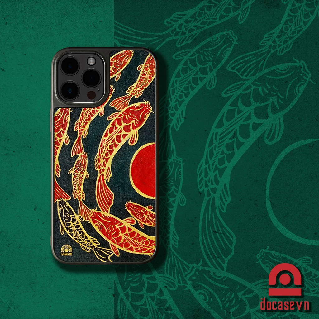 Ốp da Đỏ Case -  Mẫu Cửu Ngư Hội Thủy - Ốp lưng iphone/samsung Docase.vn
