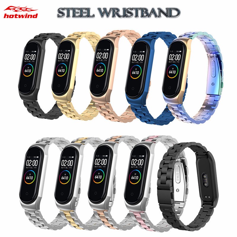 HW 10 Colors Xiaomi Mi Band 3/4 Stainless Steel Bracelet Wrist Strap Metal Mi Band 3/4 Strap