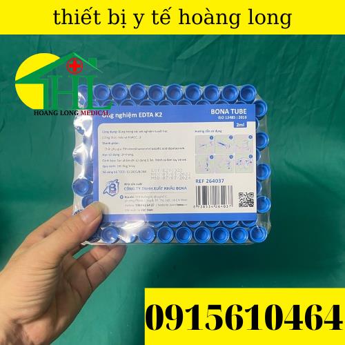 Ống nghiệm chống đông EDTA nắp xanh 100 ống