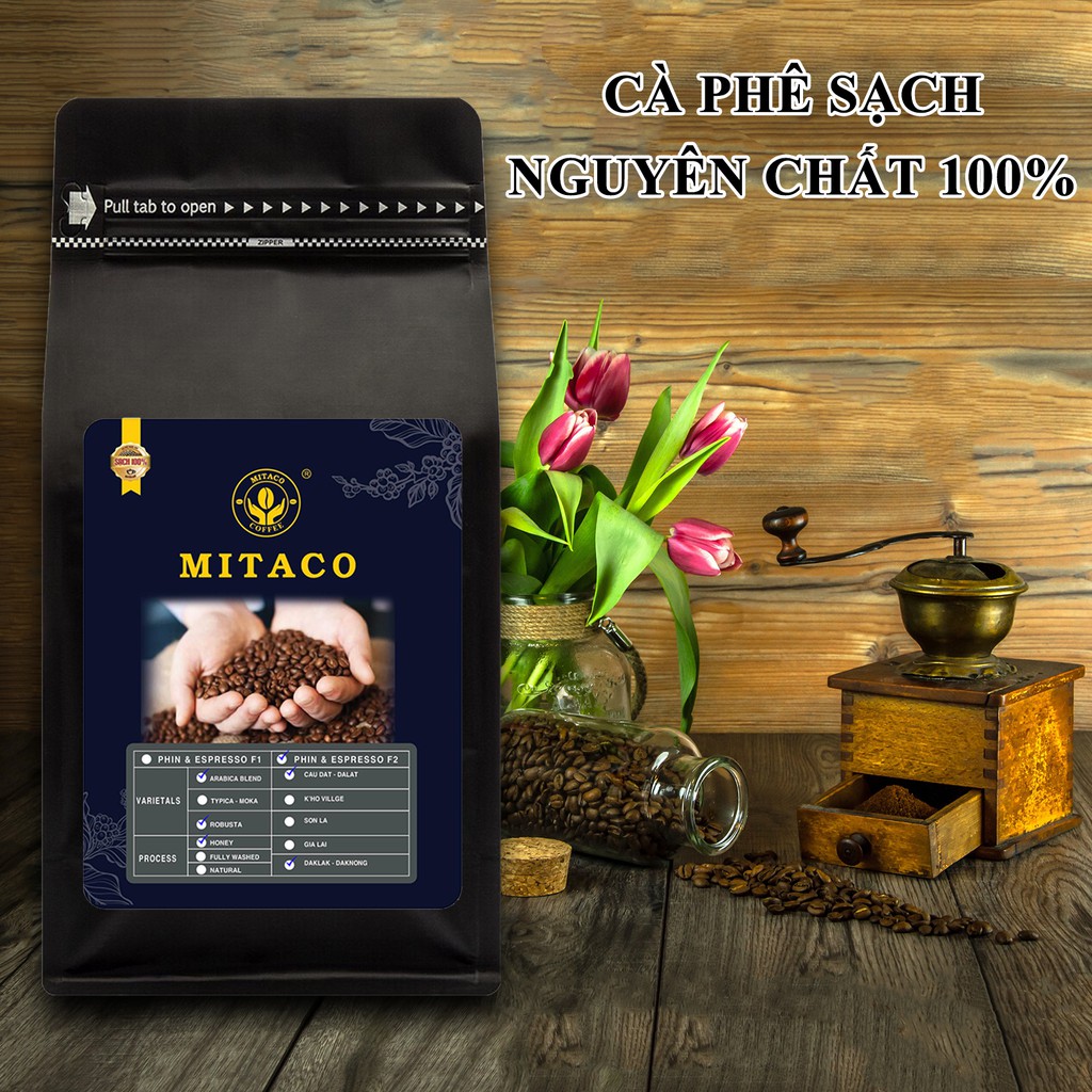 Cà Phê Rang Xay Hảo Hạng F2 MITACO COFFEE (Gói 500g)