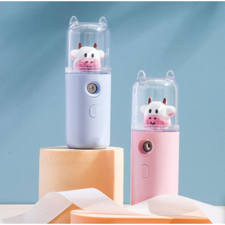 FREESHIP Máy Phun Sương Tạo Ẩm NaNo Mini Giữ Ẩm Cho Da - 2 Hình Thỏ Cute và Bò Sữa Đáng Yêu