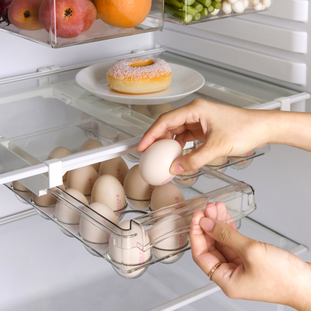 Khay Trượt Đựng Trứng / Trái Cây Trong Suốt Đa Năng Tiện Dụng Cho Tủ Lạnh / Ngăn Kéo