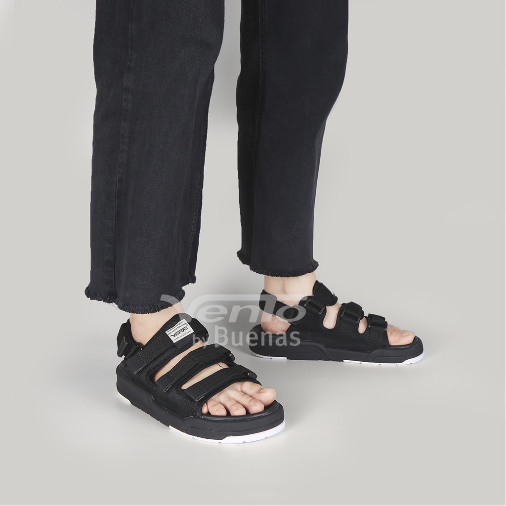 Sandal vento nam nữ SD-1001 - đen trắng 01 - giày dép xăng-đan quai hậu học sinh đế cao 3 phân chính hãng
