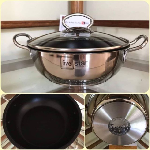 nồi five star 20cm 3 đáy chống dính,