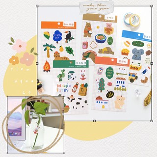Sticker tấm hình dán Magic Farm Dùng Cho Trang Trí Sổ, Vở, Sổ Kế Hoạch Planner - Tiệm Ngựa Gỗ