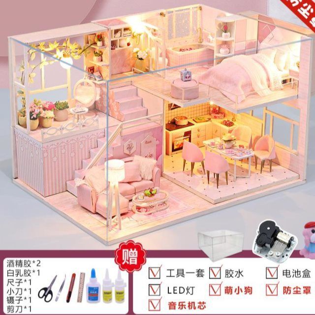 ﹍✙biệt thự nhỏ tự làm handmade công chúa mini mô hình ngôi nhà búp bê lắp ráp quà tặng sinh nhật bé gái