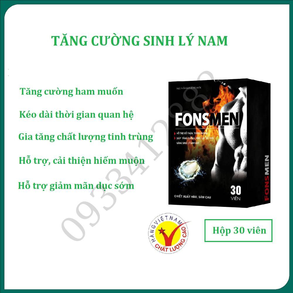 Viên Uống Hỗ Trợ Tăng Cường Sinh Lý Nam Fonsmen - Hộp 30 viên Hàng Chính Hãng Công Ty