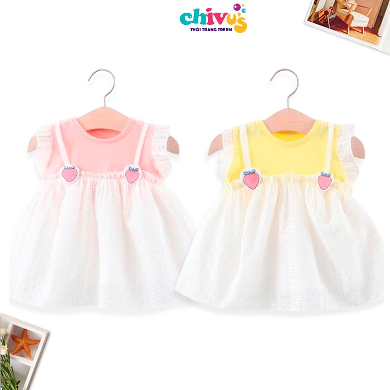 Váy Dâu Tây Cánh Tiên Cách Điệu Cực Xinh Cho Bé Gái Từ 8 - 18kg