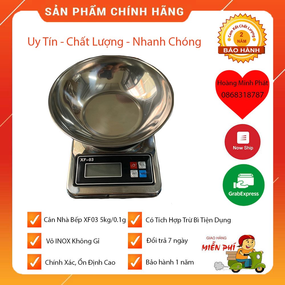 Cân Điện Tử Mini Nhà Bếp - Cân Inox XF03 3kg/0.1gam - 5kg/1gam ( Bảo Hành 12 Tháng ) .