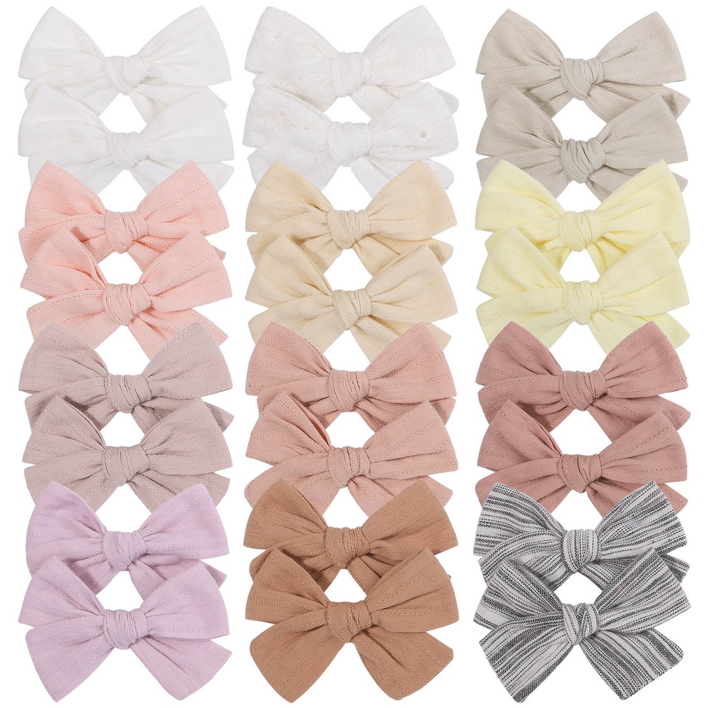 Set 2 kẹp tóc nơ KIDSBOWS vải cotton đáng yêu cho bé gái