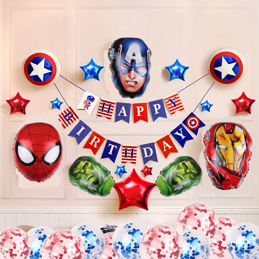 Bong bóng thiết kế siêu anh hùng nhiều mẫu tùy chọn dành cho trang trí tiệc tùng sinh nhật