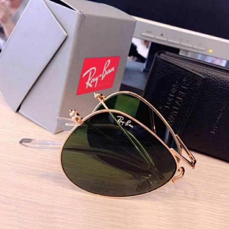 Kính mát gấp gọn Rayban chống tia UV cao cấp - Kính râm nam nữ full hộp bao da