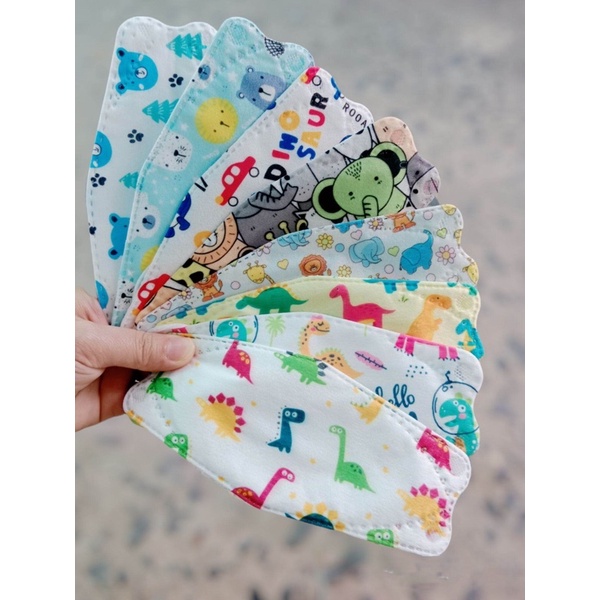 Túi 5 khẩu trang trẻ em KF94 hoạt hình xuất Hàn cho bé sơ sinh 8 tuổi