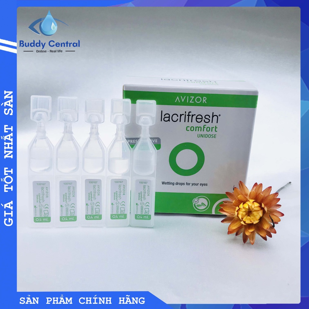 Combo 2 hộp Nước mắt nhân tạo không chất bảo quản Avizor Lacrifresh Comfort Unidose 20 tuýp/hộp