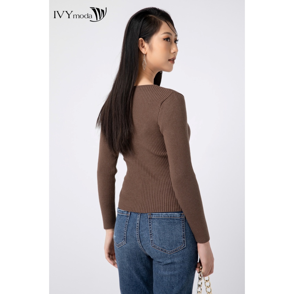 [NHẬP WABRTL5 GIẢM 10% TỐI ĐA 50K ĐH 250K ]Áo len nữ ôm dáng chéo eo IVY moda MS 58B8034