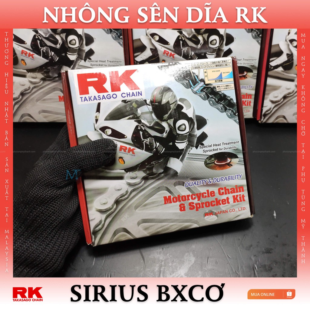 Nhông sên dĩa RK xe Sirius bình xăng cơ thương hiệu Nhật Bản