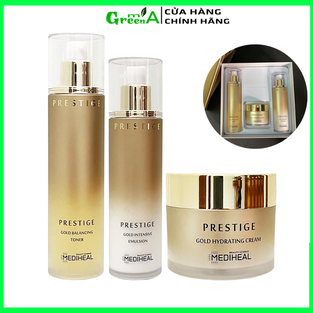 Mediheal Set Dưỡng Da 3 Món Toner Sữa Dưỡng Kem Trẻ Hóa Chống Lão Hóa Chuyên Sâu Mediheal Prestige Gold Skin Care Set