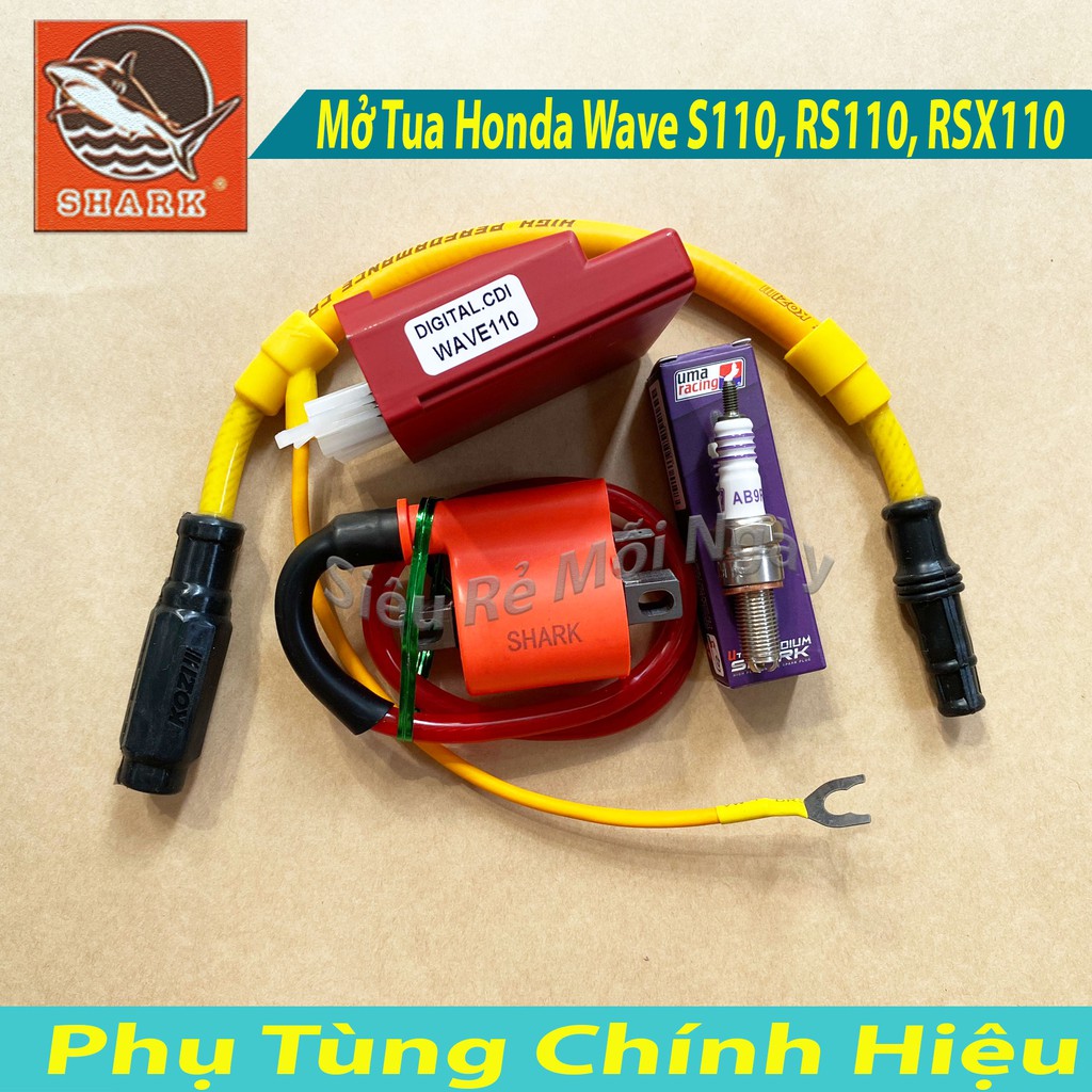 Combo Độ dàn lửa IC, Mobin Sườn Shark, Bugi Uma, dây tăng áp Mở Tua Honda Wave S110, RS110, RSX110