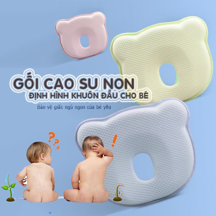 Gối cao su non cho bé,gối chống bẹp đầu,méo đầu ,nghẹo cổ cho trẻ sơ sinh,giúp bé nằm chuẩn tư thế