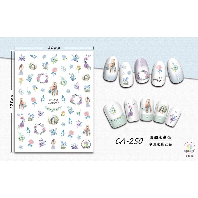 Sticker hoạ tiết hoa Lavender, hình dán móng tay hoạ tiết hoa Lavender trang trí móng tay nail