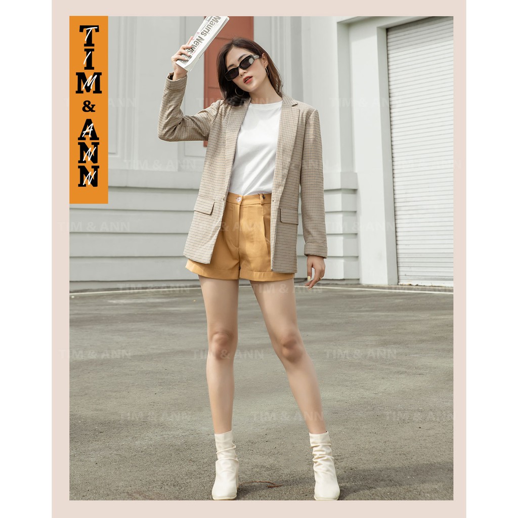 Áo Blazer Nữ Dáng Suông Caro Nâu 0102MT - Thời Trang Nữ Tim & Ann | BigBuy360 - bigbuy360.vn