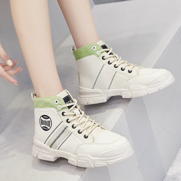 Giày thể thao nữ cổ cao giá rẻ giày sneaker nữ màu trắng đế bằng cao cấp ulzzang - TKB-D3D3