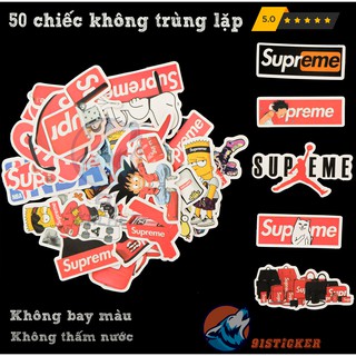 Miếng dán Sticker Supreme 50 hình chống thấm nước, bền màu dưới ánh nắng trang trí vali,laptop,mũ bảo hiểm