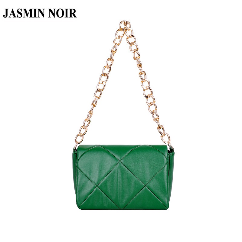 Túi Đeo JASMIN NOIR Vai Nắp Gập Nhỏ Họa Tiết Kẻ Sọc Phối Dây Xích Thời Trang Cho Nữ