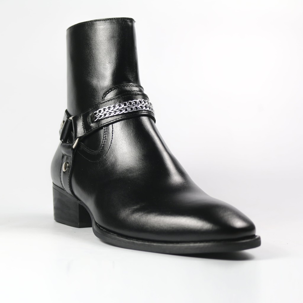 Giày Harness Boots thời trang nam chất liệu da bò cao cấp đế gỗ sang trọng SN12 khóa Zipper tiện lợi khi mang | BigBuy360 - bigbuy360.vn