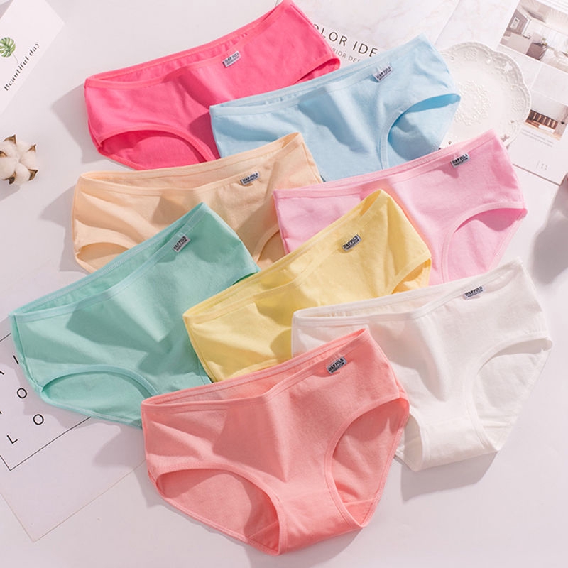 Quần Lót Cotton Lưng Vừa Thoáng Khí Màu Kẹo Đơn Giản Phong Cách Nhật Bản Thời Trang Mùa Hè Cho Nữ