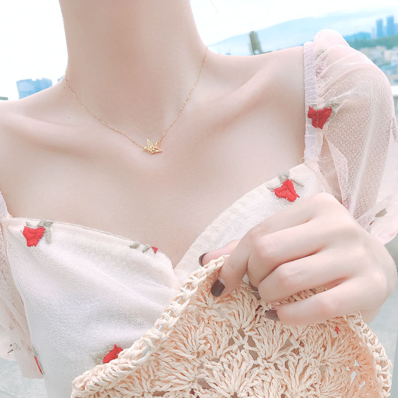 Dây chuyền mặt hình con hạc giấy đơn giản thời trang xinh xắn cho nữ