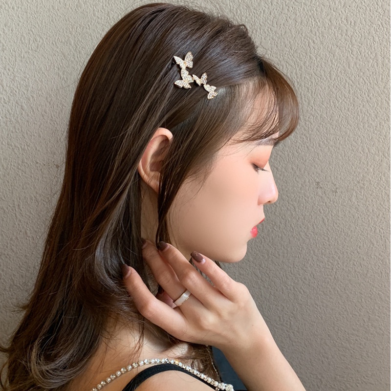Kẹp tóc thiết kế bướm đính đá xinh xắn thanh lịch