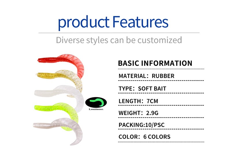 Set 10 Mồi Giả Nhử Cá Bằng Silicon 7cm 2.9g