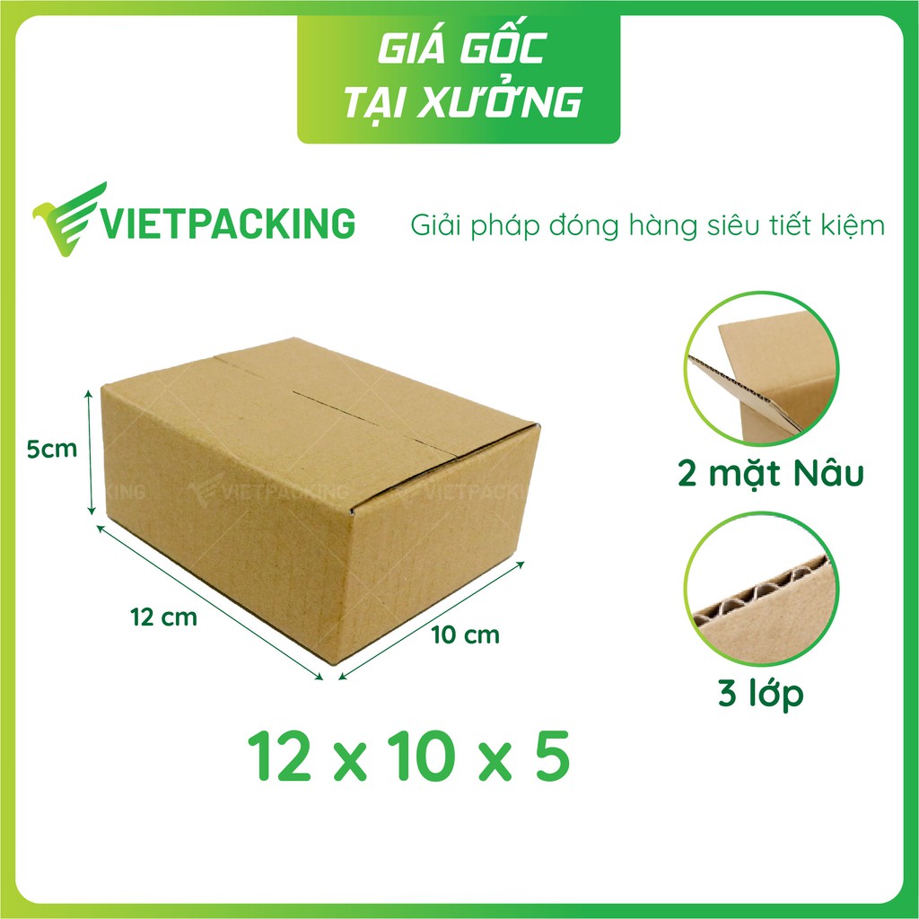 [GIÁ XƯỞNG] 50 hộp carton đóng hàng 12x10x5 giấy cứng hộp đẹp