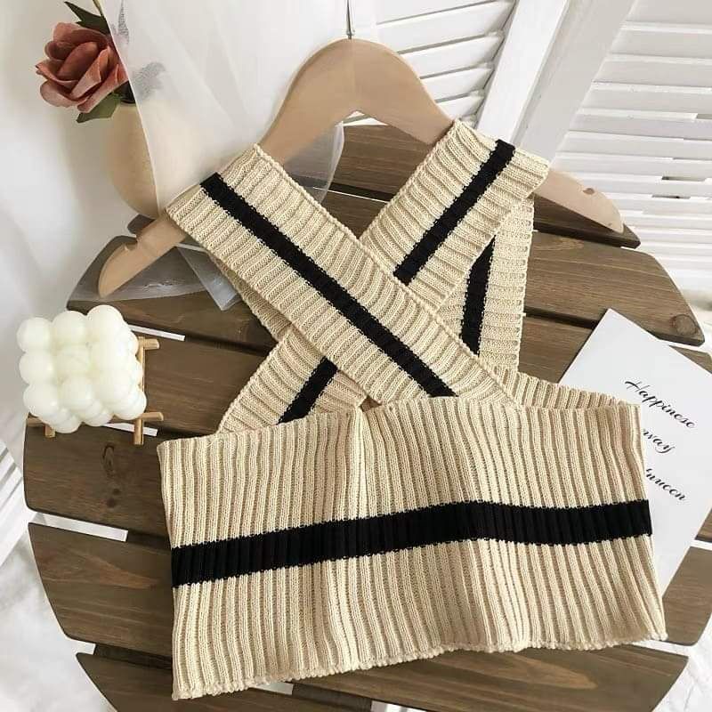 Áo len tăm croptop dây cổ hàng QC