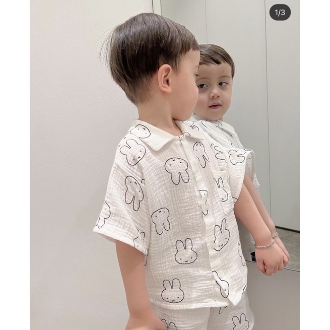 vải xô muslin 2 lớp cao cấp mềm mịn thấm hút siêu đỉnh hình thỏ trắng to