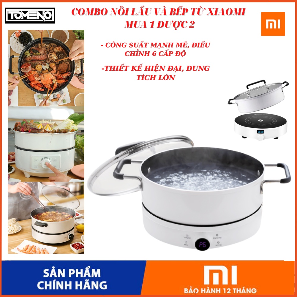 bếp từ xiaomi , tặng nồi nấu lẩu đa năng , thông minh , dung tích 5L , sôi nhanh , tiện lợi , bảo hành 24 tháng